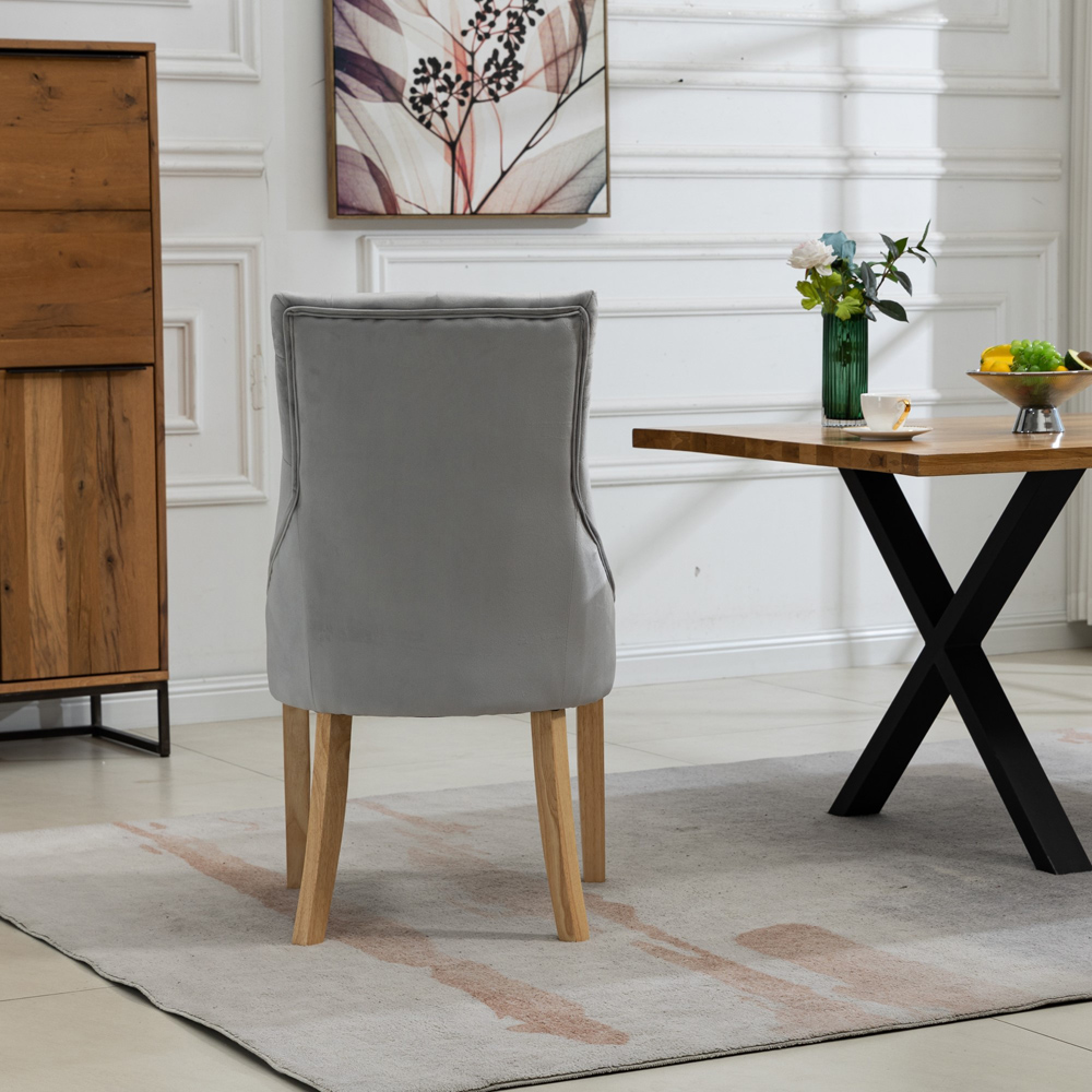 Artemis Home Ravenna Set of 2 Silver Velvet Dining Chair Image 6