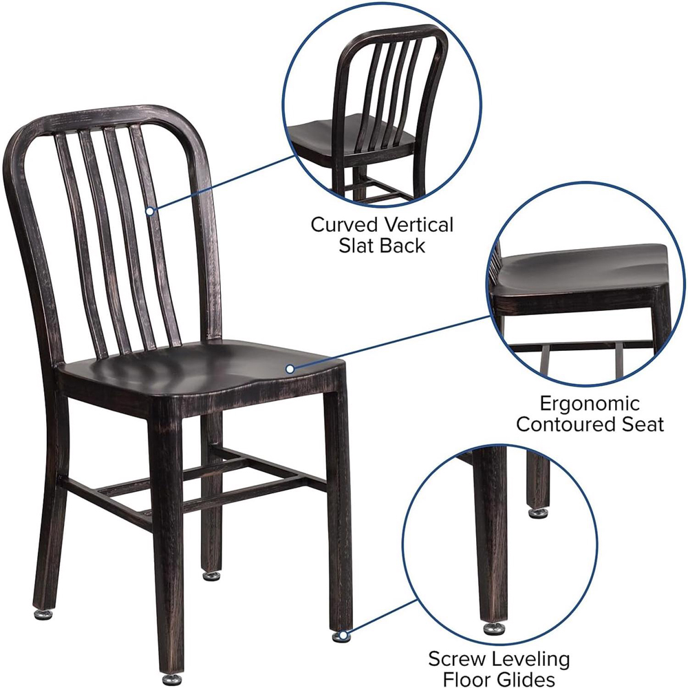 FWStyle Set of 2 Black and Gold Galvanised Steel Ready Assembled Bar Chairs Image 5