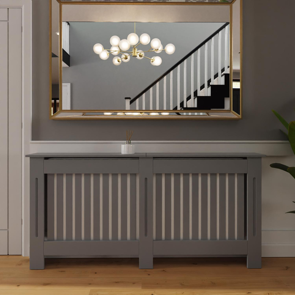 FWStyle Grey Vertical Slat MDF Radiator Cover XL Image 5
