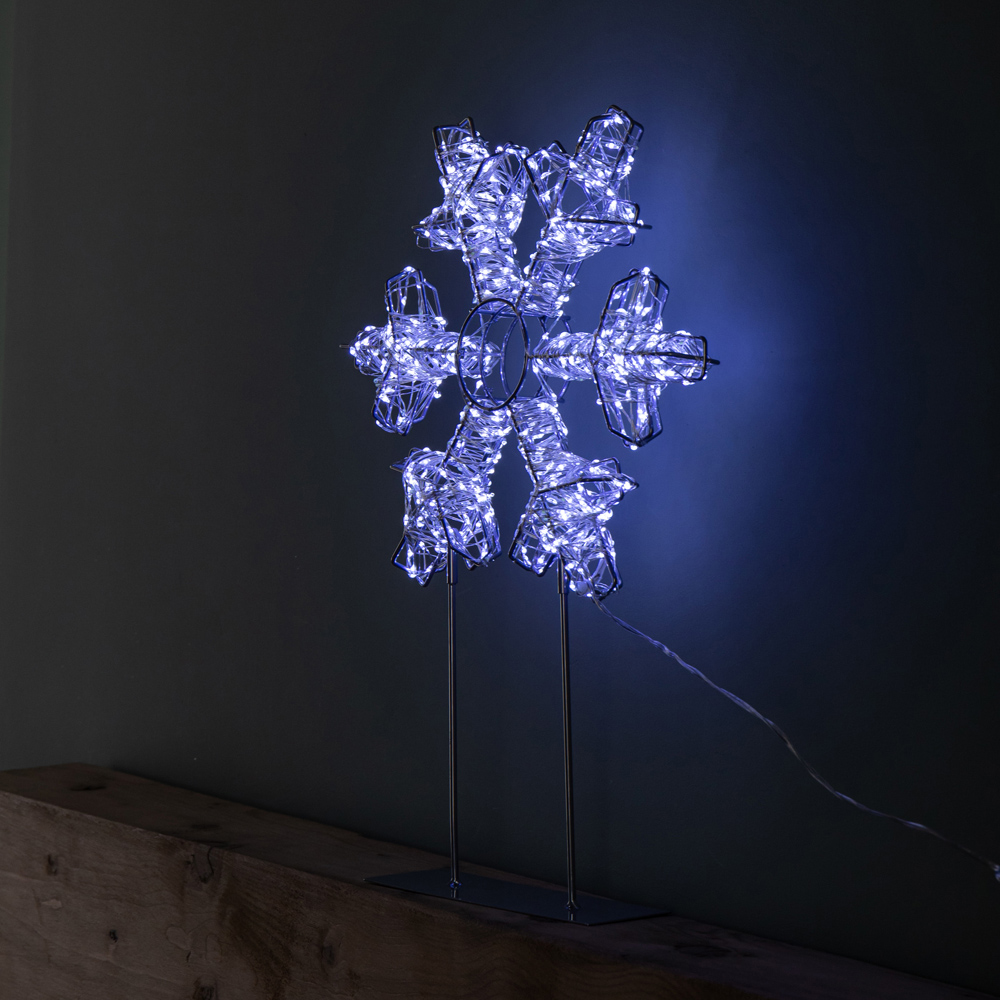 Samuel Alexander 720 White LED Light-Up Twinkling Silver Christmas Snowflake with Metal Stand 45cm Image 8
