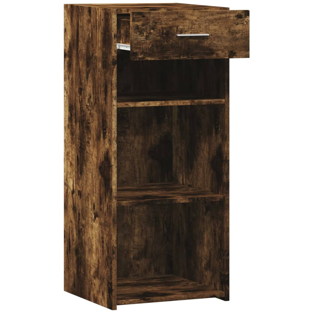 vidaXL Single Drawer 3 Shelf Smoked Oak Sideboard Image 7