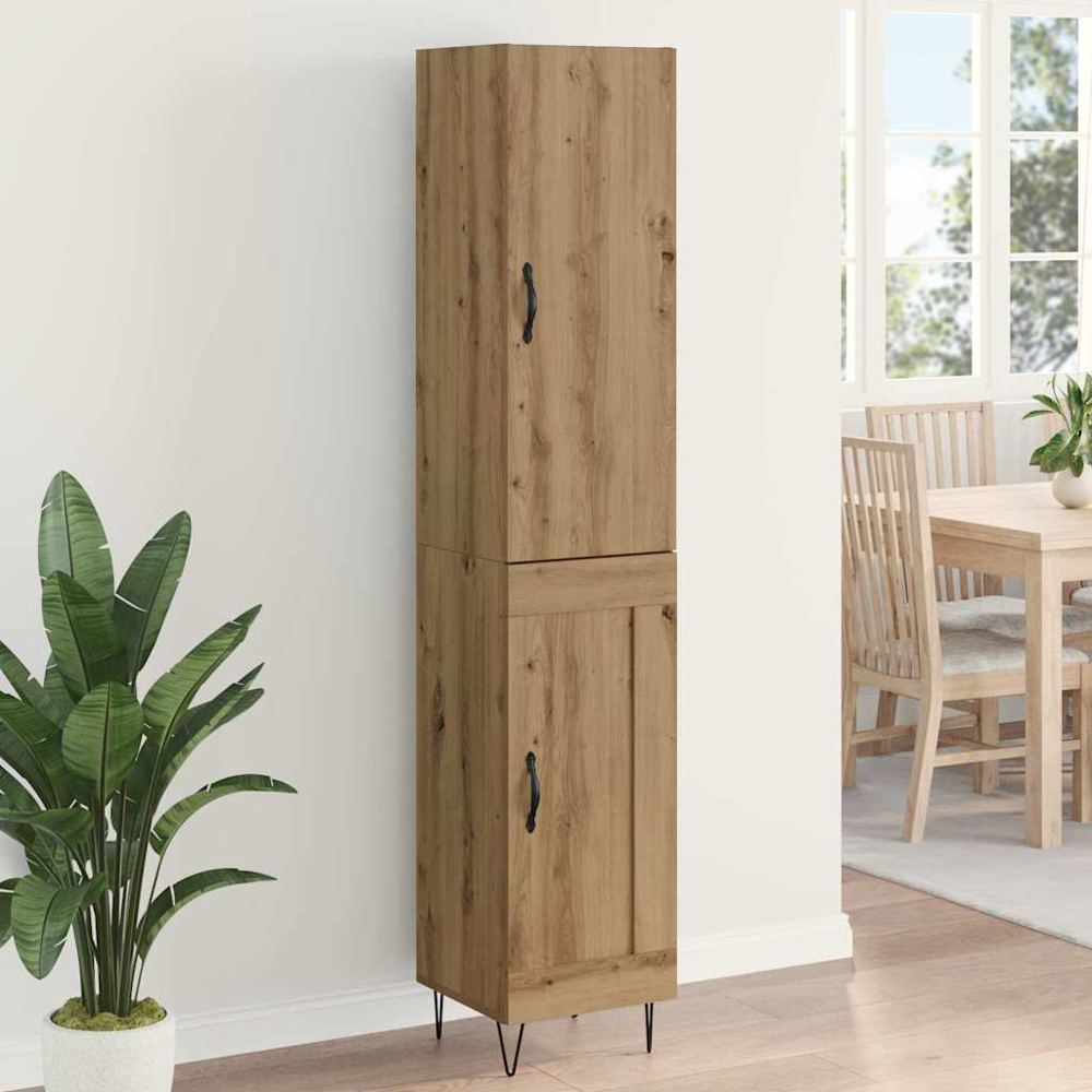 vidaXL 2 Door Artisan Oak Tall Slim Highboard Image 1