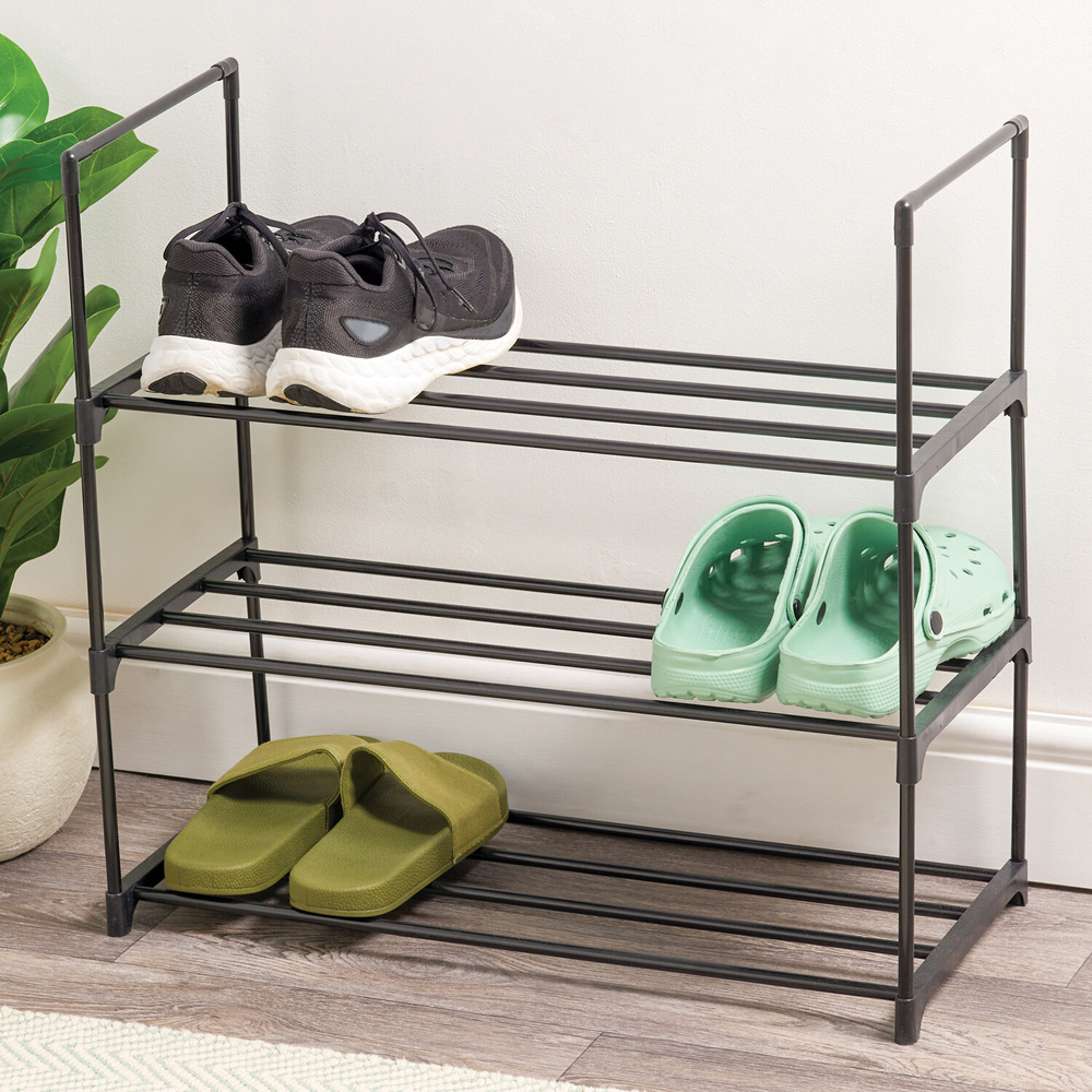 3 Tier Shoe Rack Black Image 2