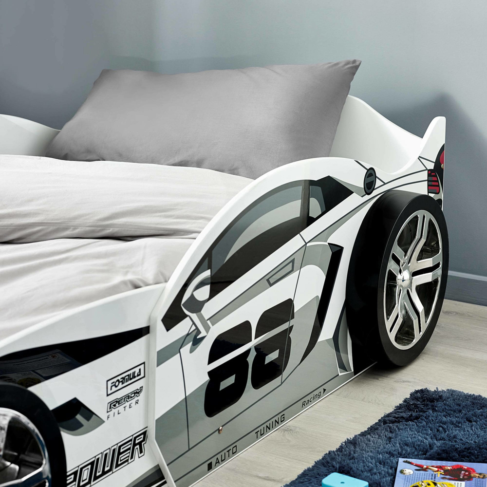 Julian Bowen Storm Single White and Grey High Gloss Race Car Bed Image 7