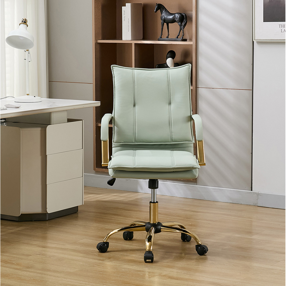 Living and Home Light Green PU Leather Height Adjustable Vintage Swivel Office Chair Image 7
