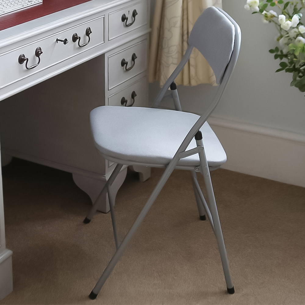 Harbour Housewares Set of 4 Grey Fabric Padded Metal Foldable Chair Image 1