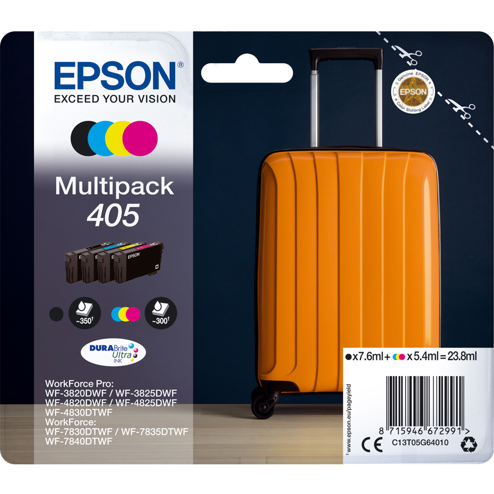 Epson 405 Suitcase DURABrite Ultra Ink Cartridges 4 Pack Image