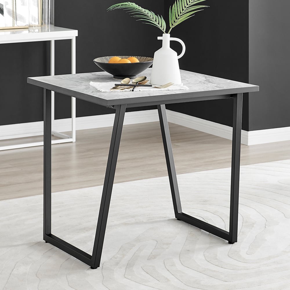 Furniturebox Copeland Cesano Marble Effect 2 Seater Dining Set White Black and Chrome Image 2