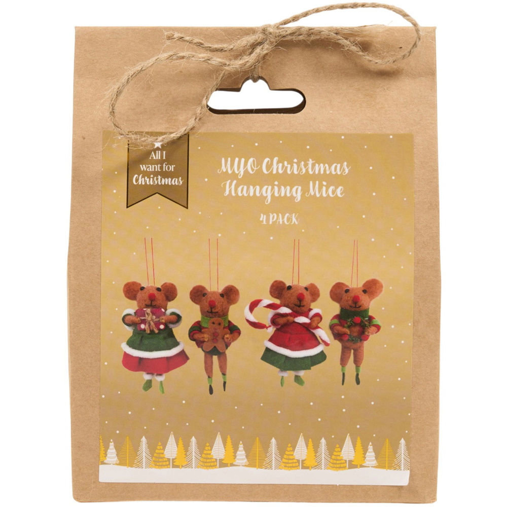 Pack of 4 Make-Your-Own Christmas Hanging Mice Image 2