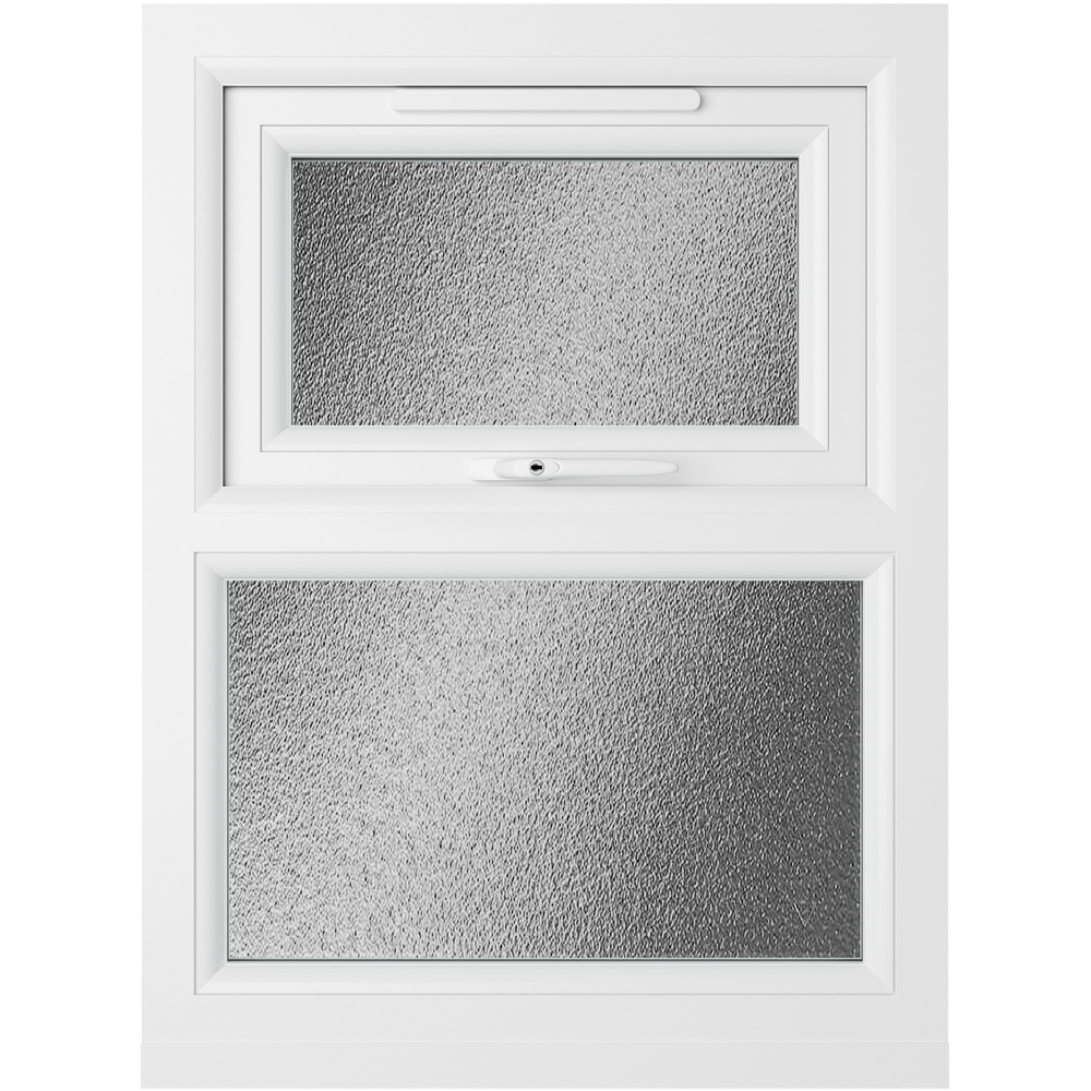 Crystal Agate and White Top Hung Over Fixed Light Obscure Triple Glazed Window 905 x 1115mm Image 1