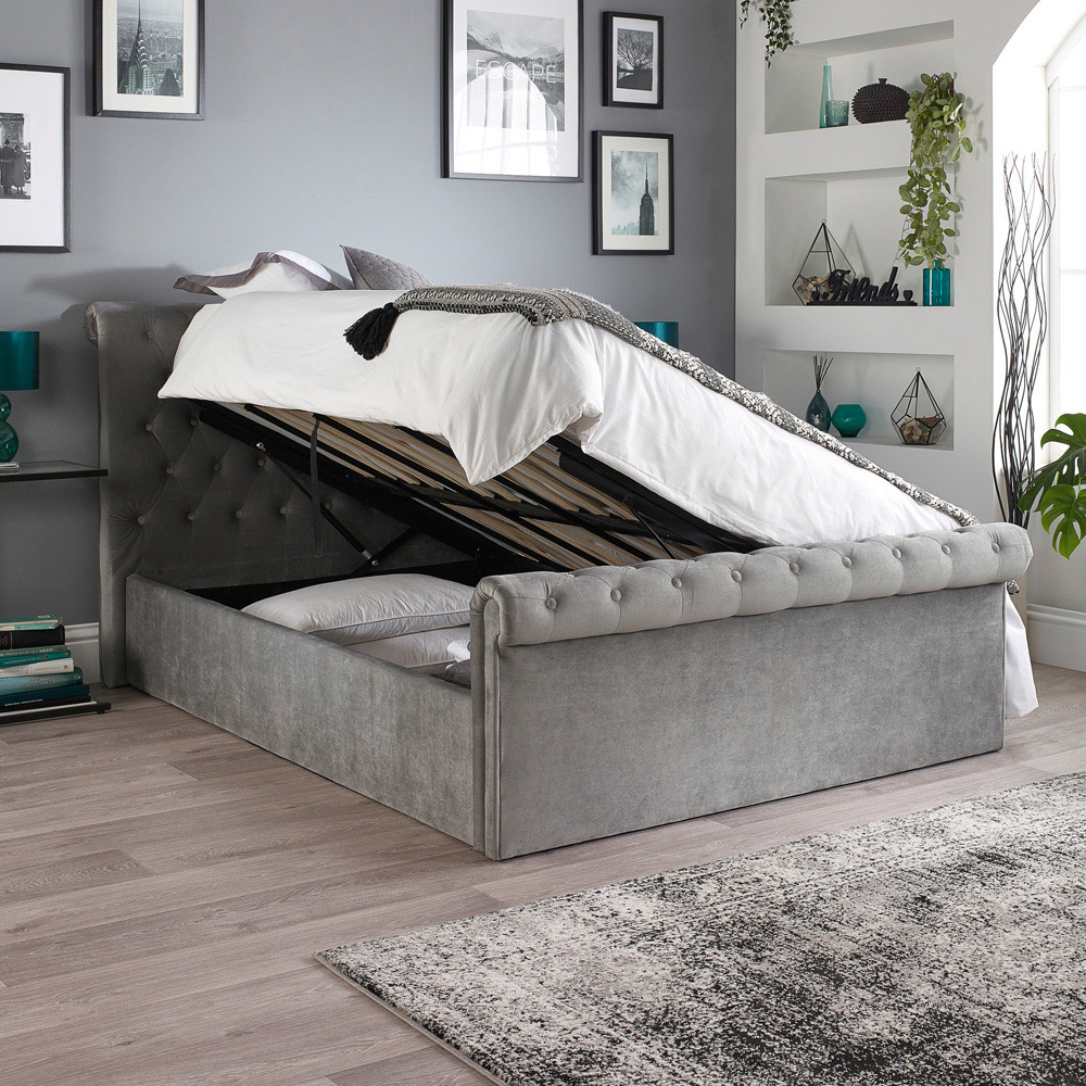 Aspire Chesterfield King Size Grey Ottoman Bed Image 7