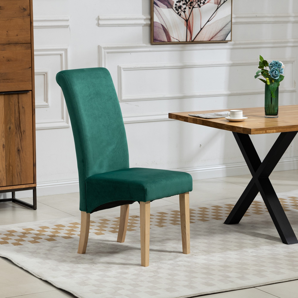 Artemis Home Rimini Set of 2 Green Velvet Fabric Dining Chair Image 3