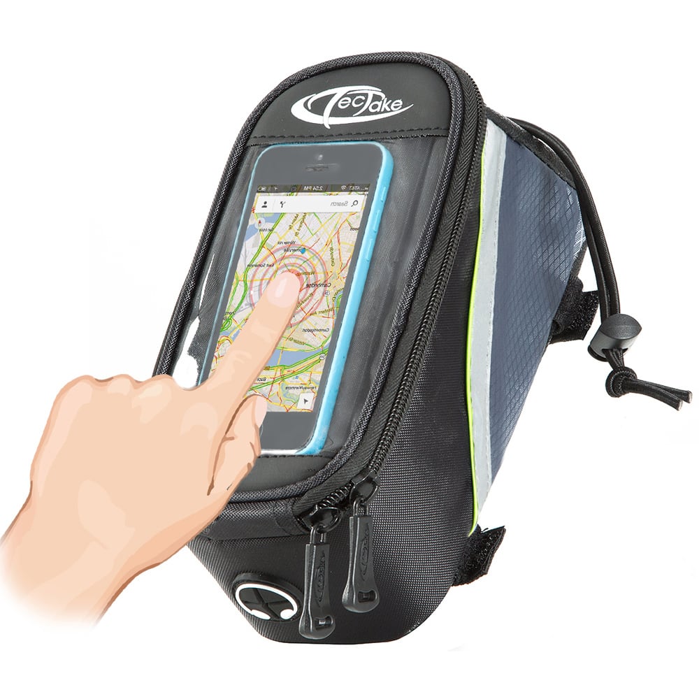 tectake Black Grey and Green Bike Phone Holder Image 3