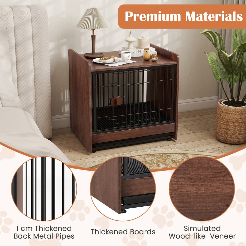 Costway Indoor Furniture Dog Crate with Removable Tray Image 7