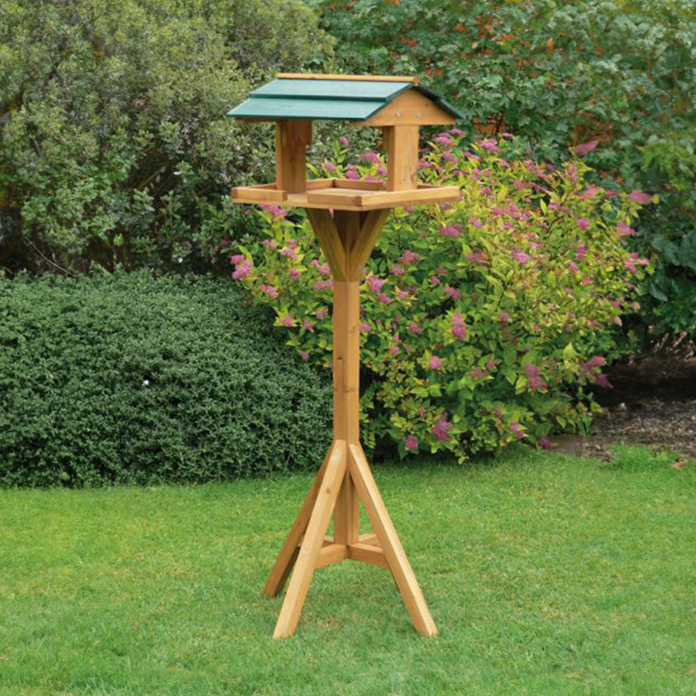 Traditional Wooden Seed Feeding Bird Table Image 2