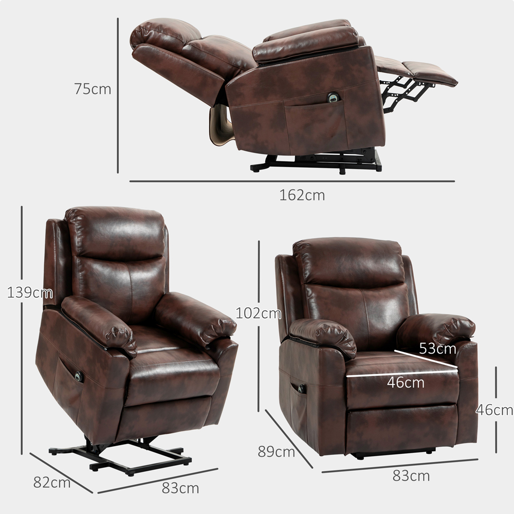 HOMCOM Brown Power Lift Electric Recliner Chair with Remote Control Image 7