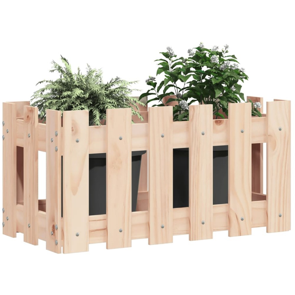 vidaXL Natural Solid Pine Wood Fence Design Garden Planter 30 x 60 x 30cm Image 2