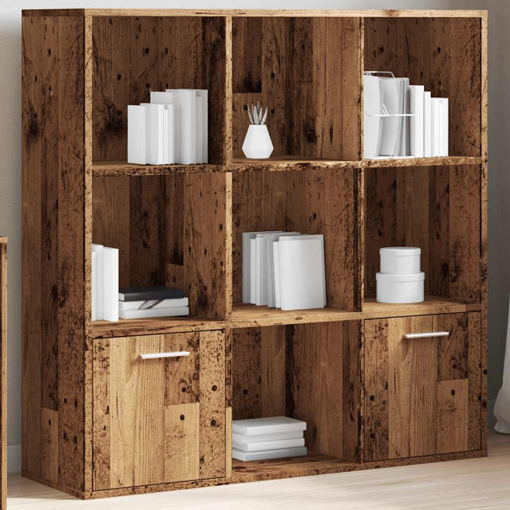 vidaXL 2 Door 7 Open Shelf Old Wood Storage Cabinet Image 3