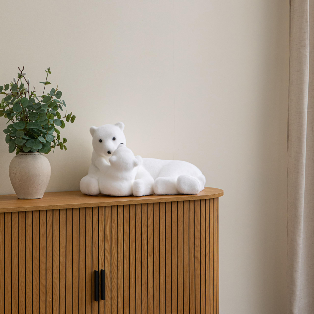 Samuel Alexander Freestanding Flocked Polar Bear and Cub Christmas Decoration 49cm Image 3