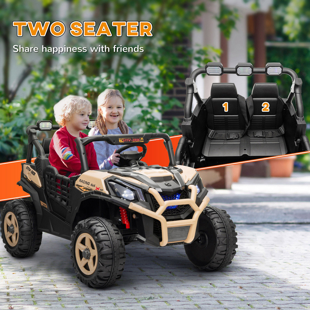 Tommy Toys Kids 2 Seater Khaki Electric Car with Remote Control Image 5
