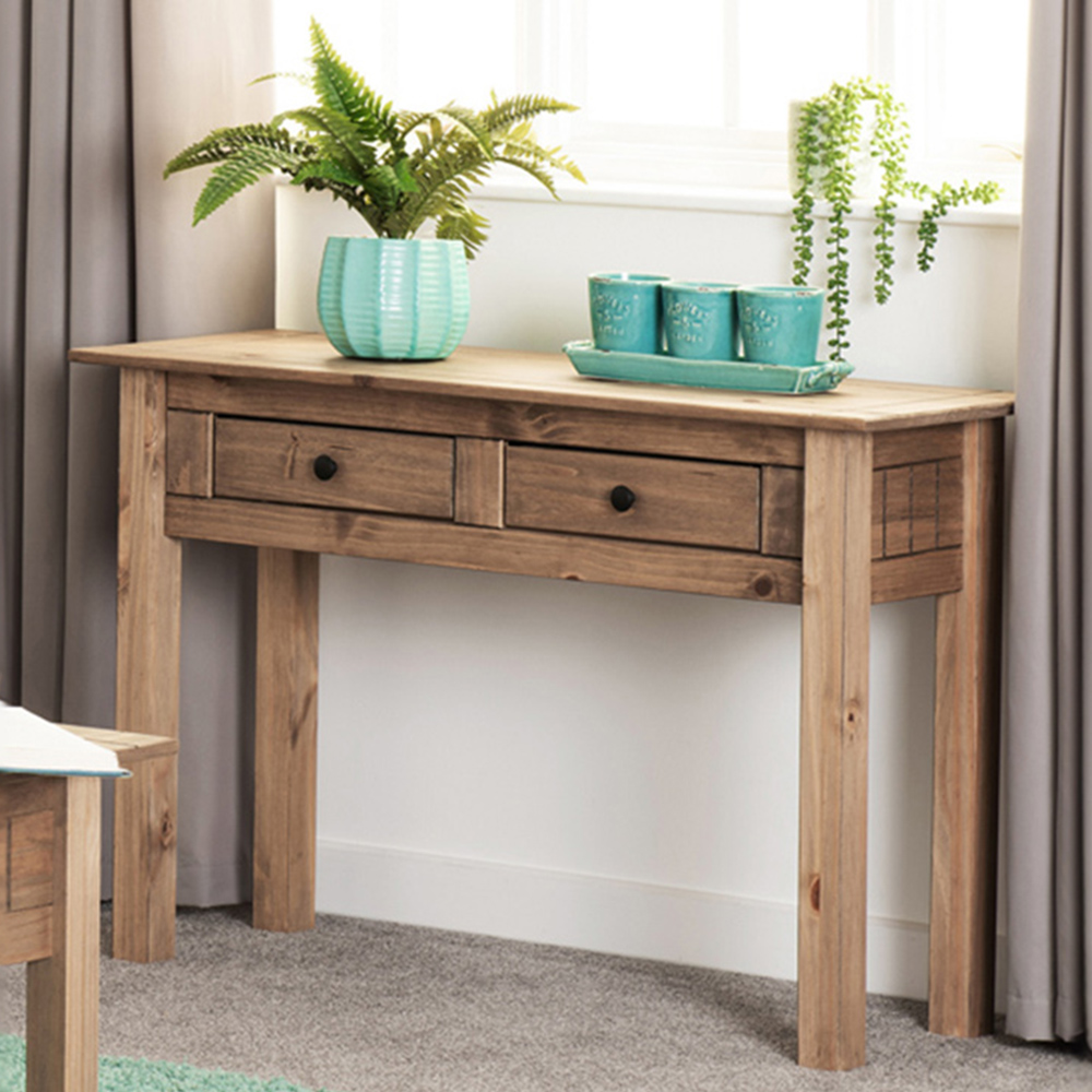 Seconique Panama 2 Drawer Natural Wax Console Table Image 1