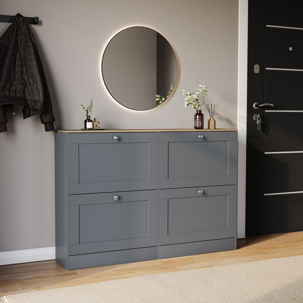 VIDA DESIGNS 4 Drawer Grey and Oak Effect Shoe Cabinet Image 5