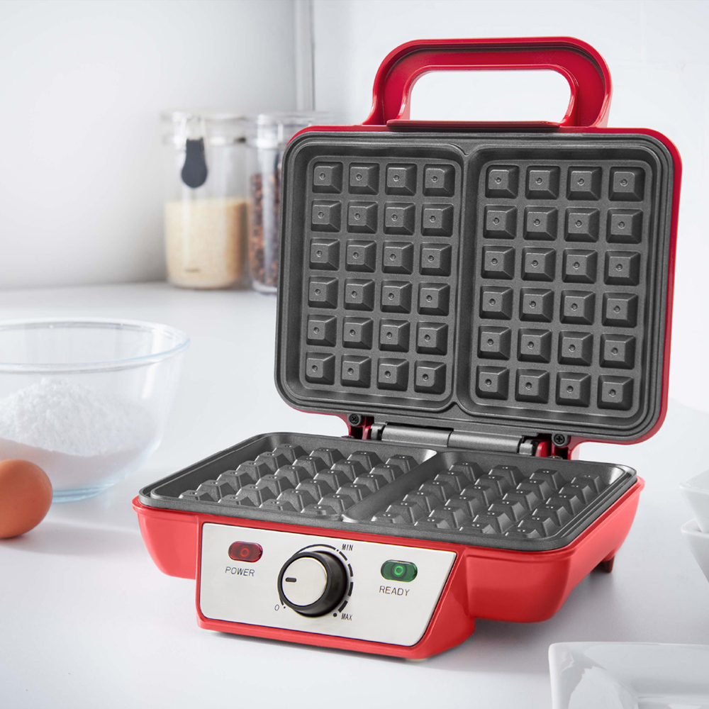 Global Gizmos Red Dual Waffle Maker Image 2