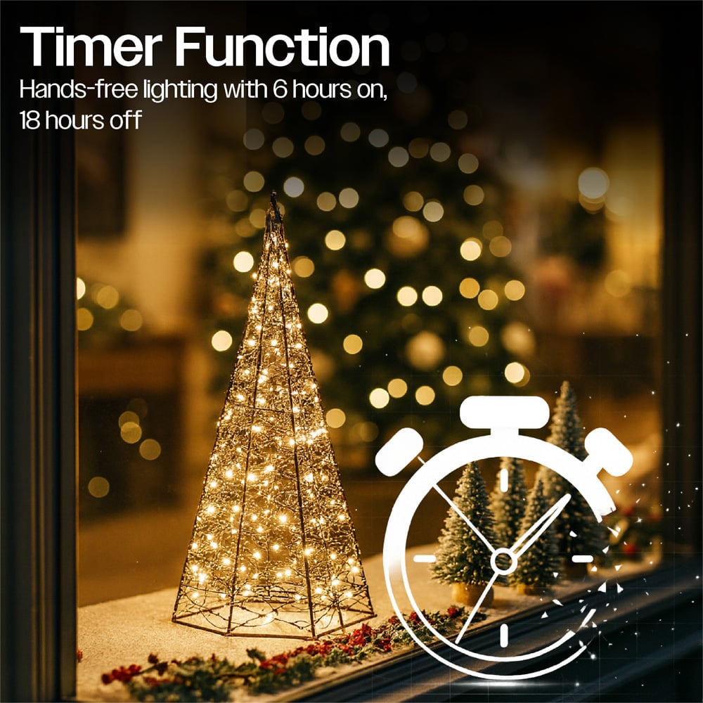 Xmas Haus Black 300 Warm White Micro LED Pyramid Shaped Light Tower 2ft Image 2