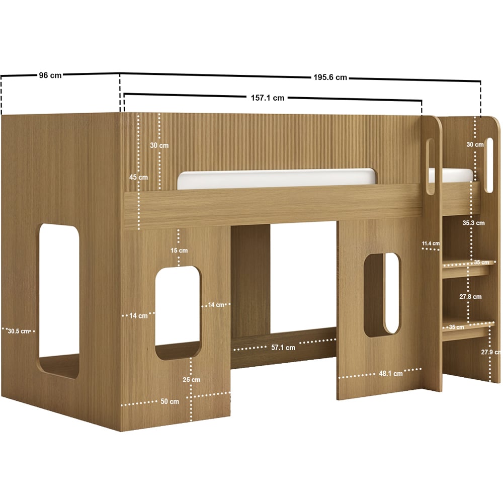 Flair Lino Oak Play House Mid Sleeper Image 6