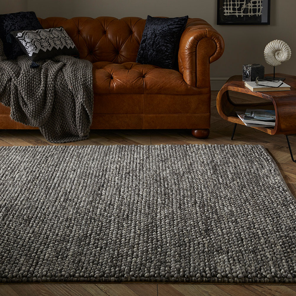 Esselle Home Delilah Grey Mottled Wool Pebble Rug 200 x 290cm Image 2