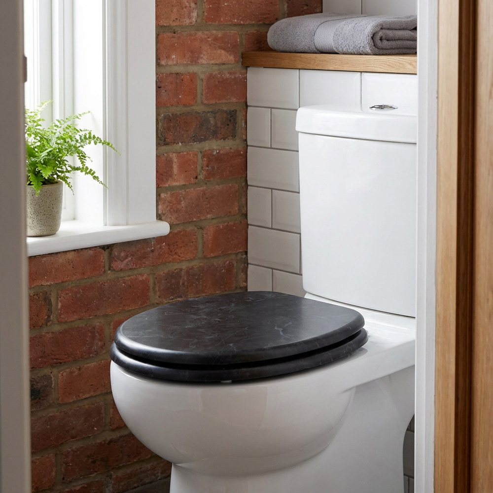 Black Marble MDF Toilet Seat Image 5
