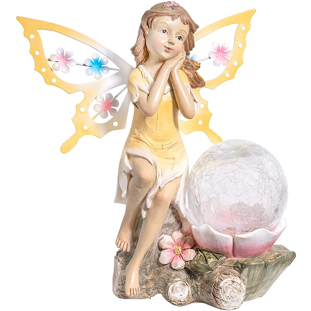 wilko Solar Fairy Garden Statue with Cracked Glass Globe Image 1