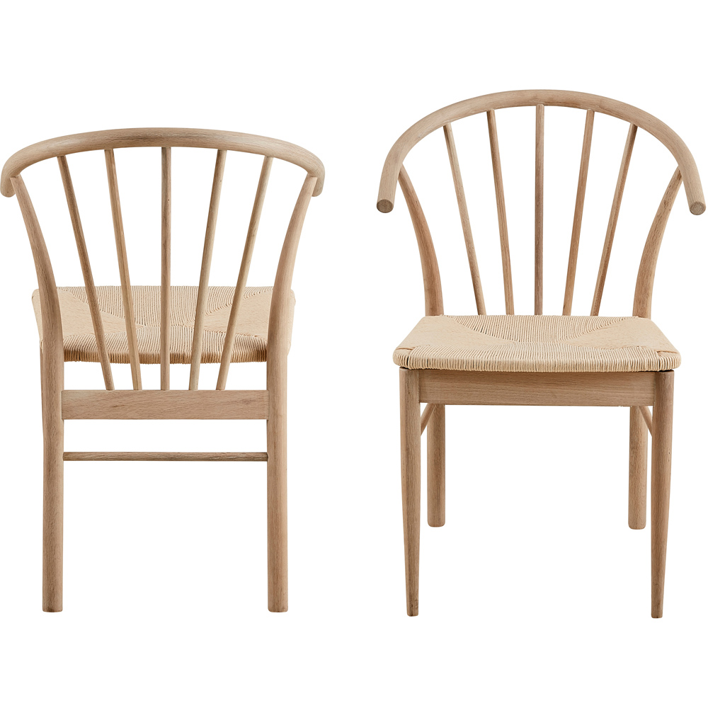 Florence Cassandra Set of 2 White Oak Dining Chairs with Armrest Image 3