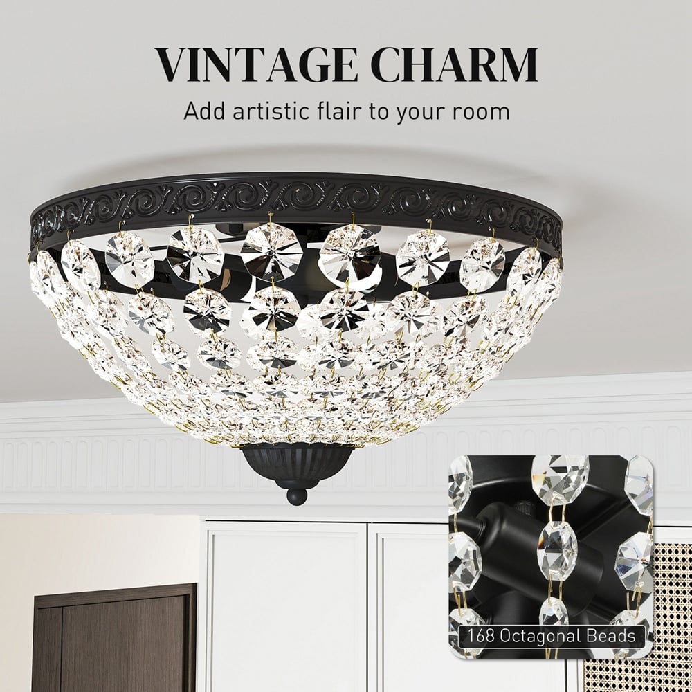 HOMCOM Black Chandelier Crystal Ceiling Light Image 8