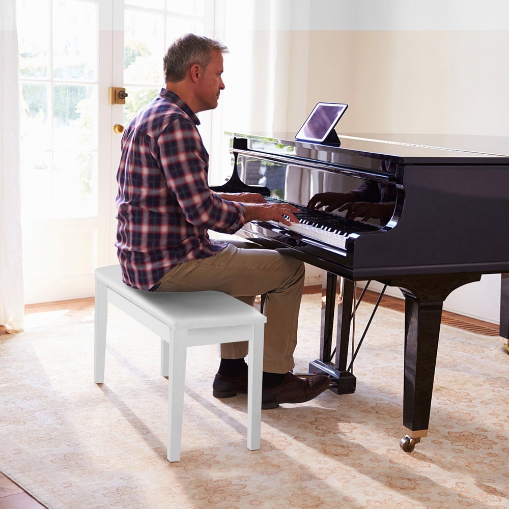 Costway 2 in 1 White Padded Piano Bench Image 4