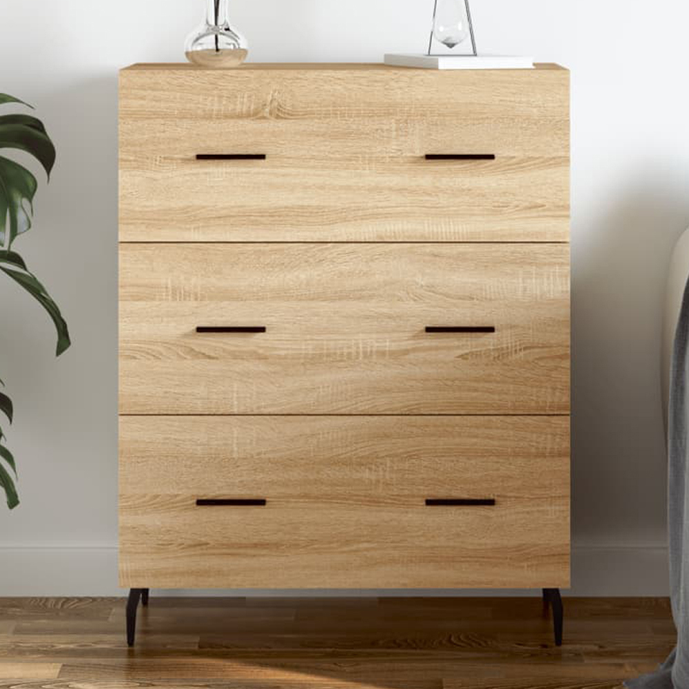vidaXL 3 Drawer Sonoma Oak Sideboard Image 1