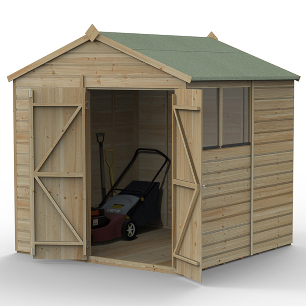 Forest Garden Beckwood 7 x 7ft Double Door 2 Windows Shiplap Apex Shed Image 3