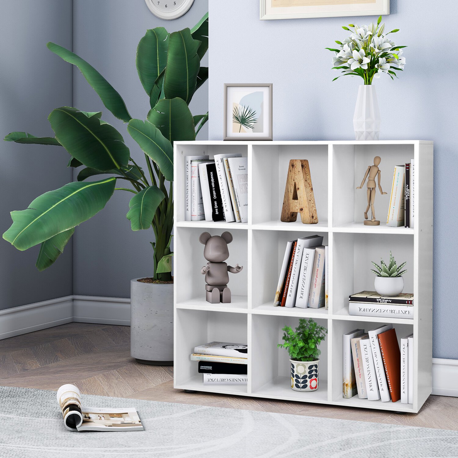 White 9 Compartment Cube Storage Unit Image 4