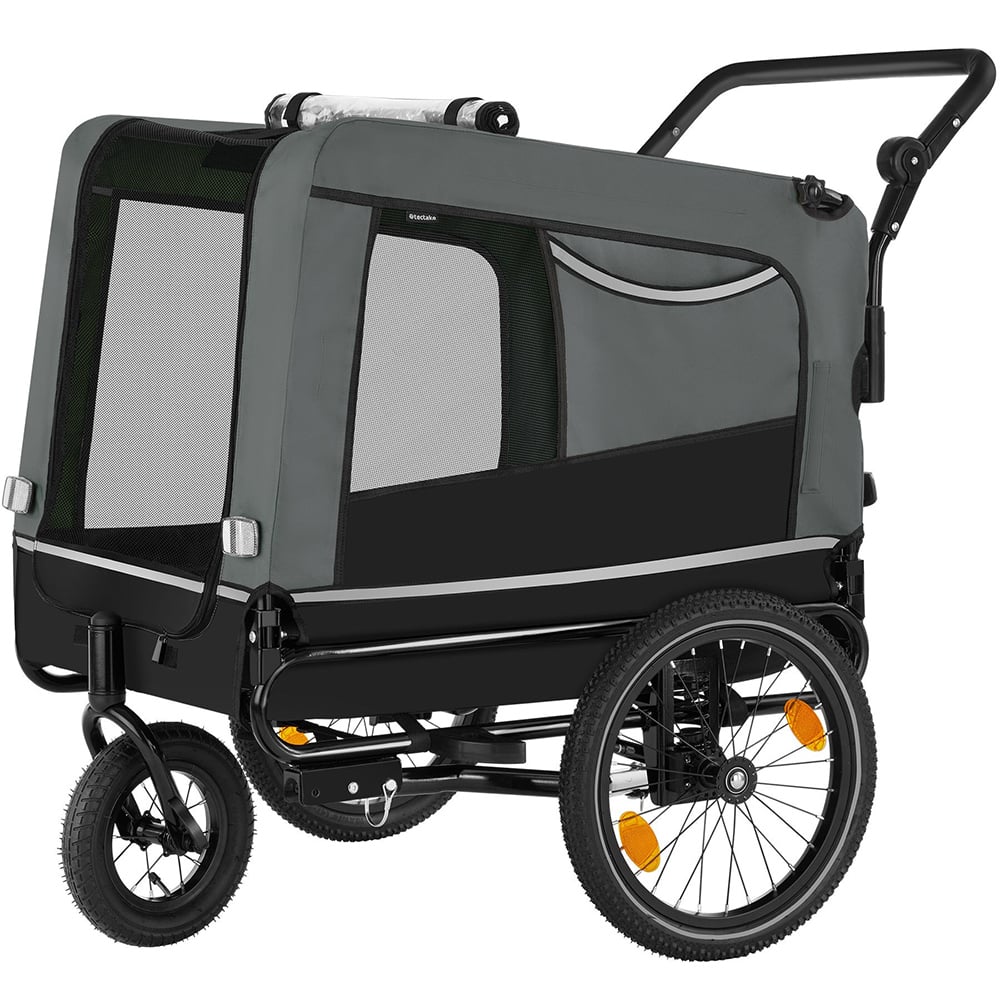 Tectake Grey Foldable Dog Bike Trailer Image 1