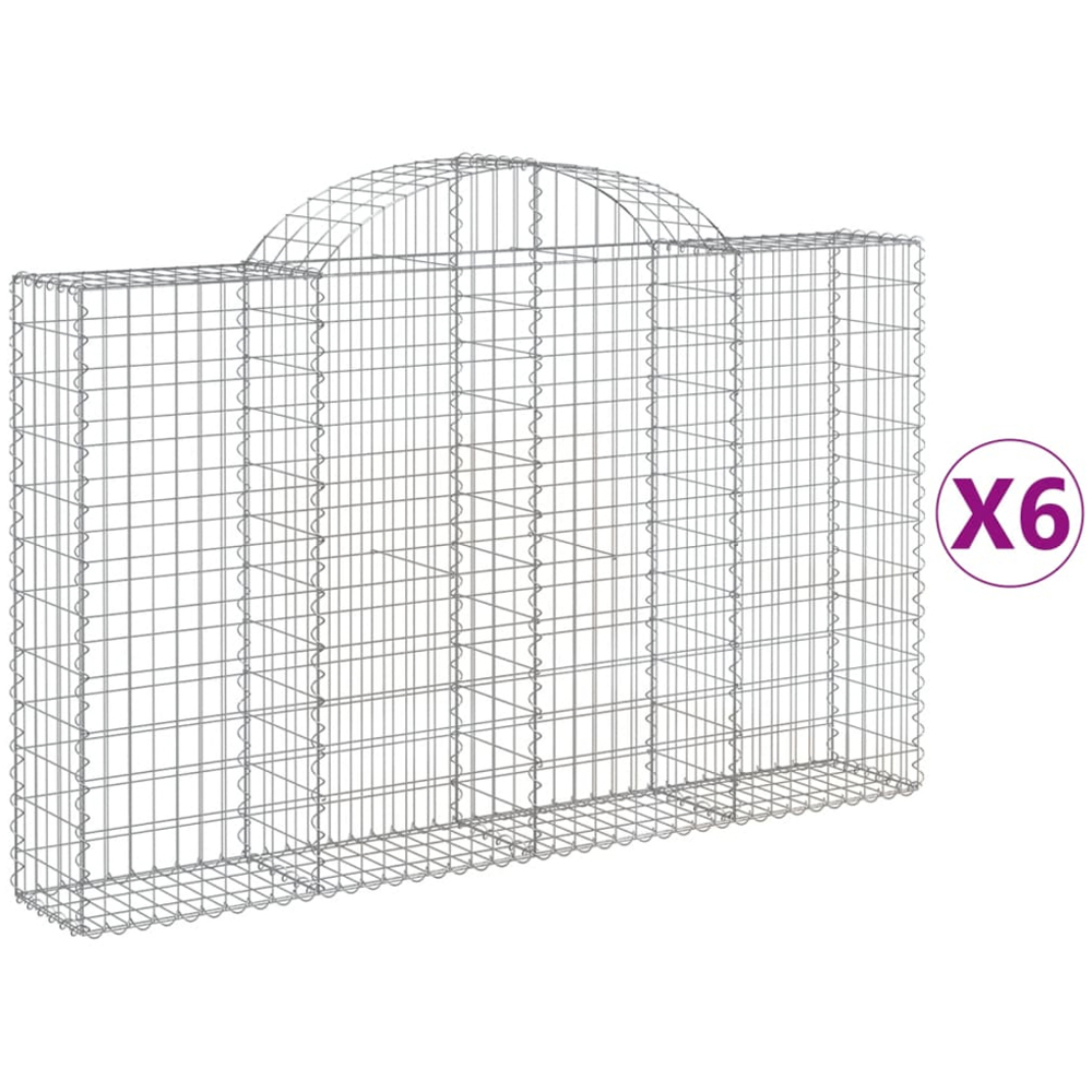 vidaXL Silver Galvanised Iron Arched Gabion Basket 200 x 30 x 120/140cm 6 Pack Image 4
