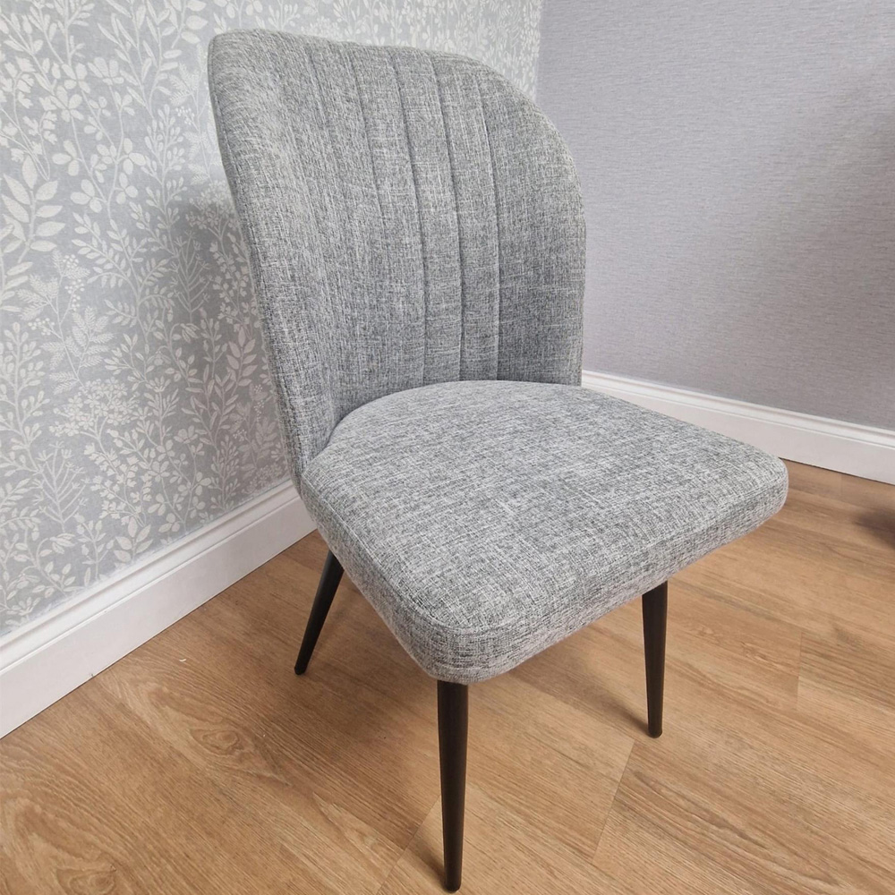 Kosy Koala Set of 4 Grey Woven Fabric Dining Chairs with Black Metal Legs Image 2