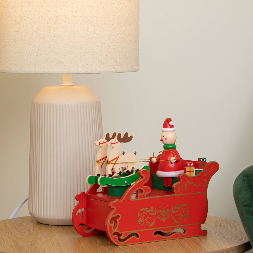 Samuel Alexander Musical Santa Sleigh Decoration with Moving Reindeer 17cm Image 3