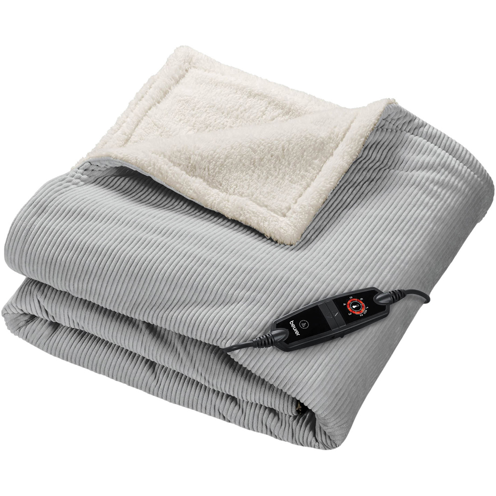 Beurer Comfort Green Planet Grey Cosy Corded Heated Throw with Controller 180 x 130cm Image 1