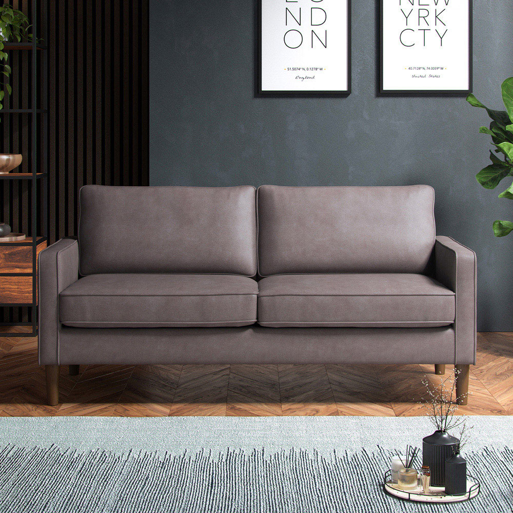 Bexhill 6 Seater Grey Faux Leather Sofa Suite Image 7