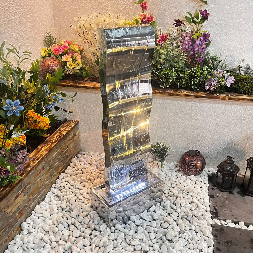 Tranquillity Small Stainless Steel Wave Mains Powered LED Water Feature  Image 2