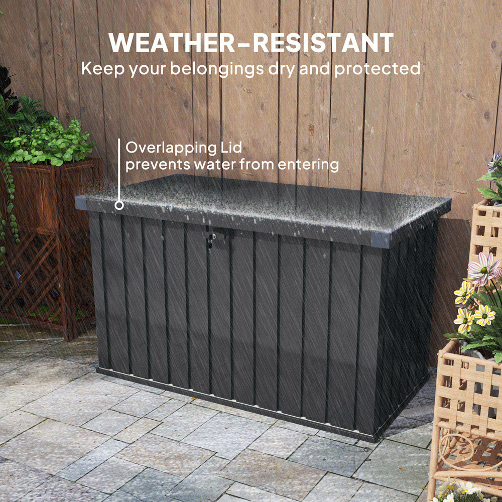 Outsunny 400L Waterproof Metal Outdoor Storage Box with Lock Image 5