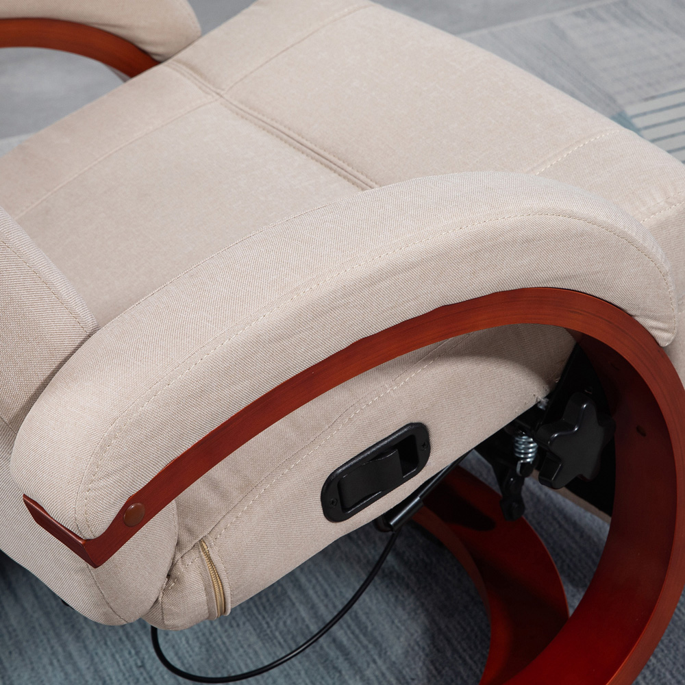 Portland Beige Swivel Manual Recliner Chair with Footrest Image 3