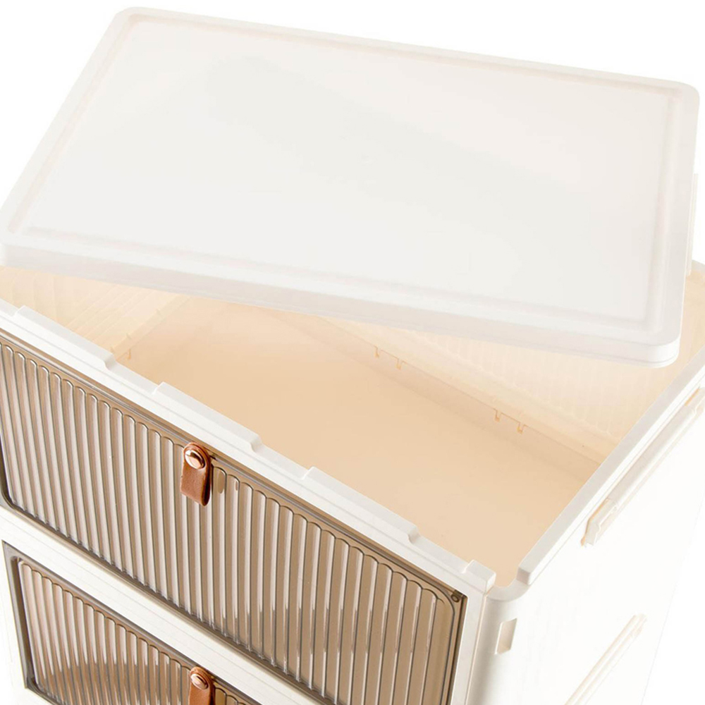 Sewing Online YN6008-3-WHITE 3-Tier White Plastic Stackable Storage Box with Lid and Wheels Image 3
