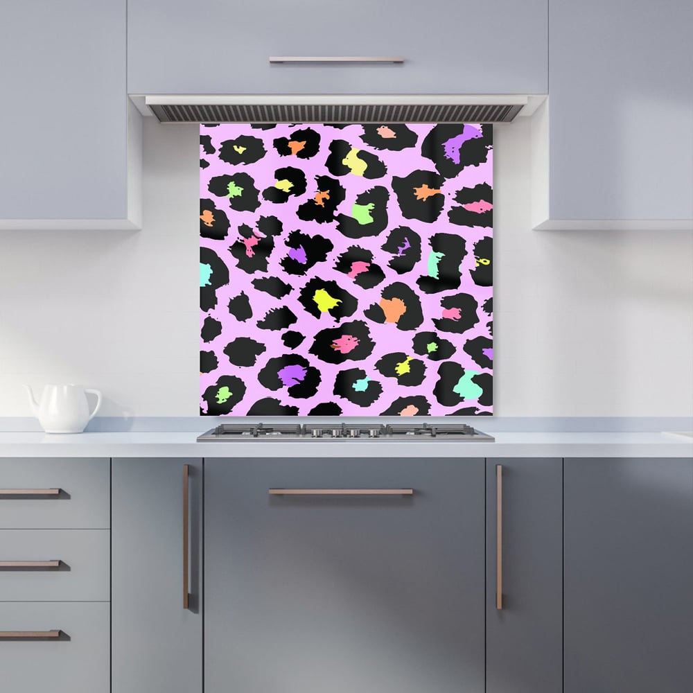 Warren Reed Designer Pink Leopard Print Glass Kitchen Splashback 60 x 60cm Image 1