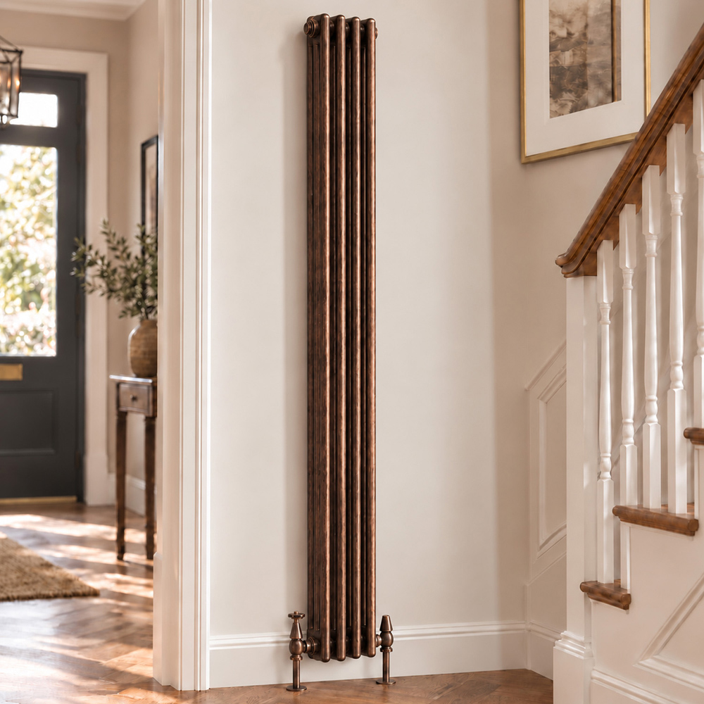 Go Bathrooms Clarence Antique Copper 3 Column Radiator 1800 x 200mm Image 2